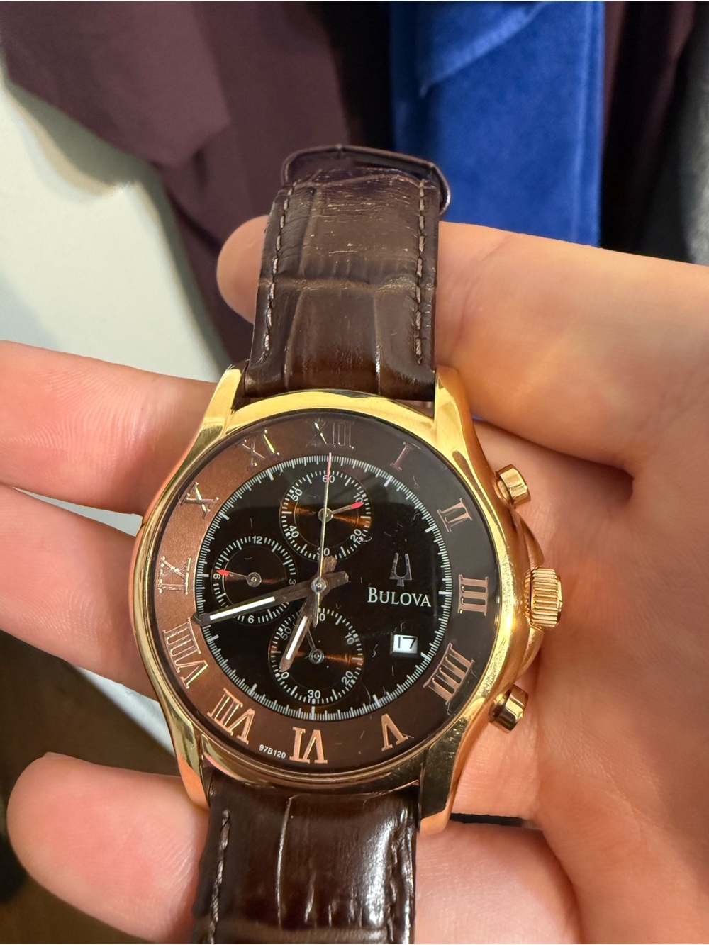 Bulova Gold Case Watch with Brown Dial and Rose Gold Accents C4691093 - Picture 2 of 3